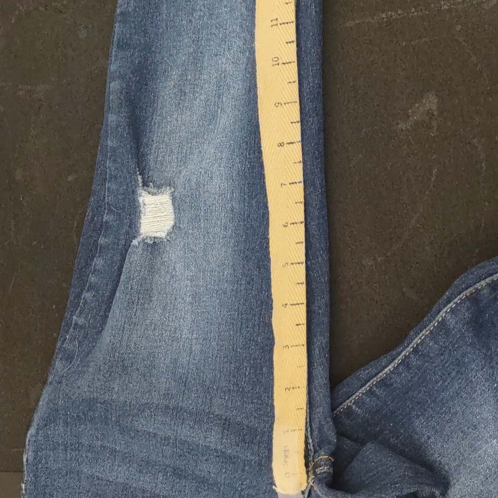 USED BLUE SAVVY DISTRESSED JEANS FRAY ON POCKETS SIZE 5/27 BLUE INSEAM 25INCH - Picture 12 of 14